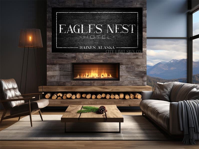 Eagles Nest Fireplace - City Limit Sign Co